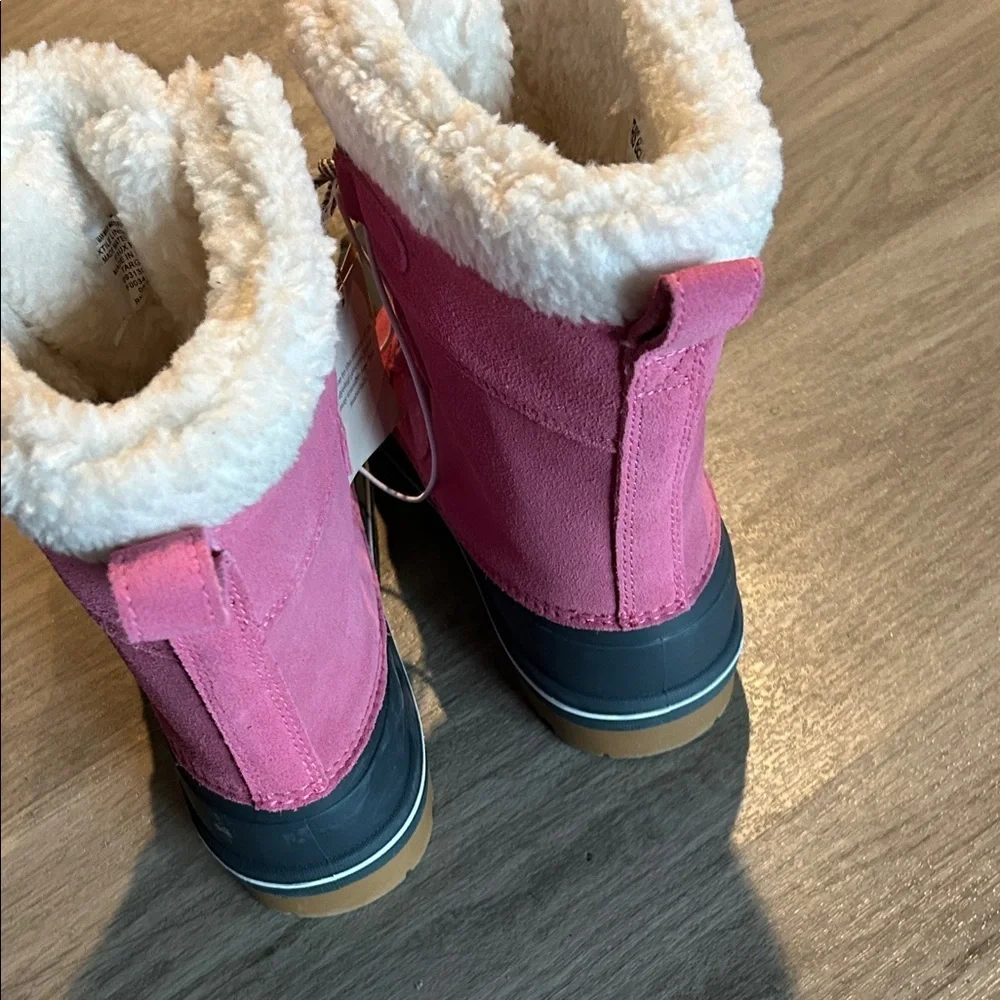 Cat & Jack Pink and Gray Girls' Fleece-Trim Winter Boots